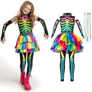 Spooktacular Creations Halloween Kids Skeleton Costume, Funky Punky Bone 12-14